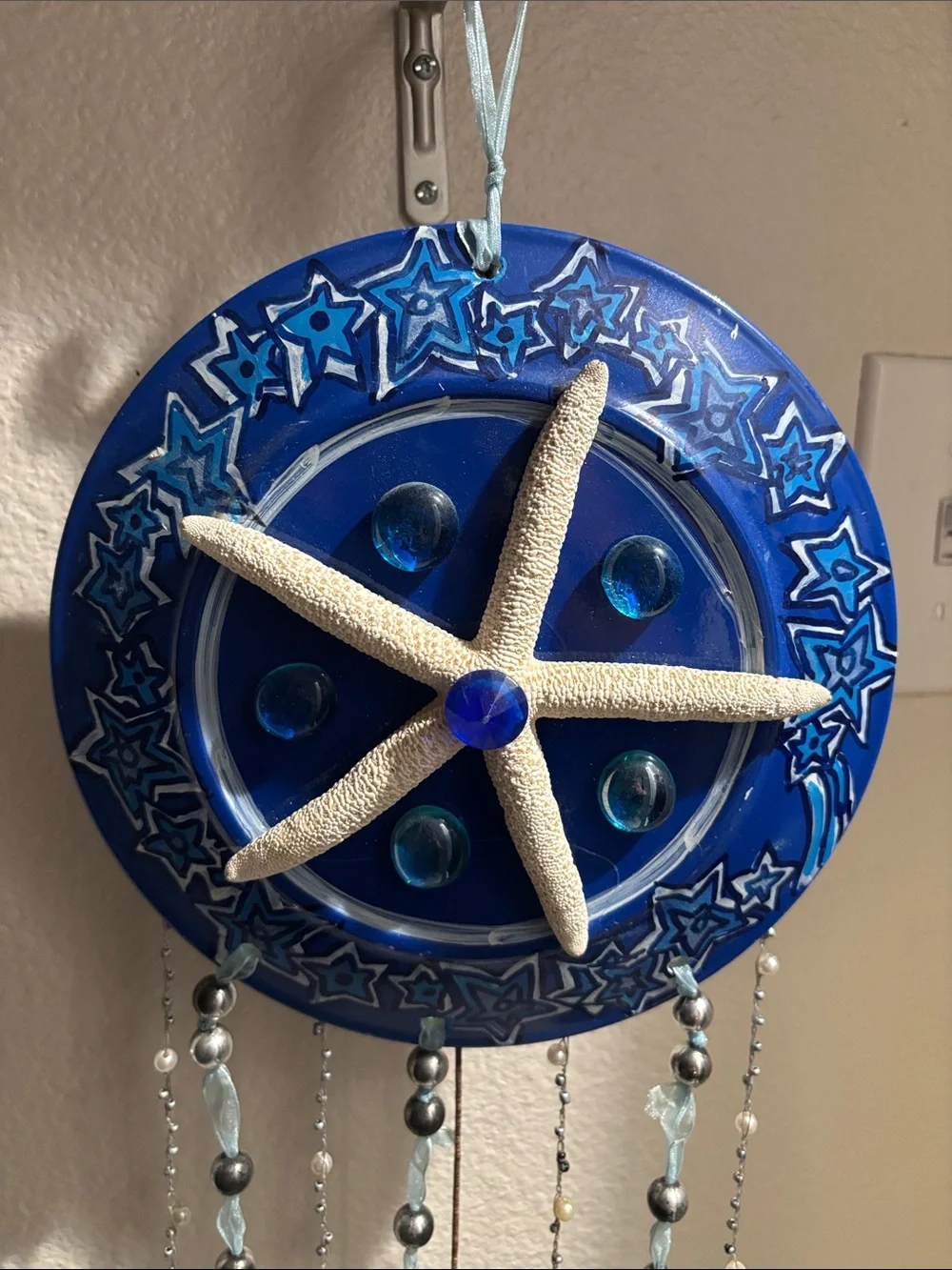 Reversible Blue Starfish Hanging Wall Decor - Coastal Wind Chime